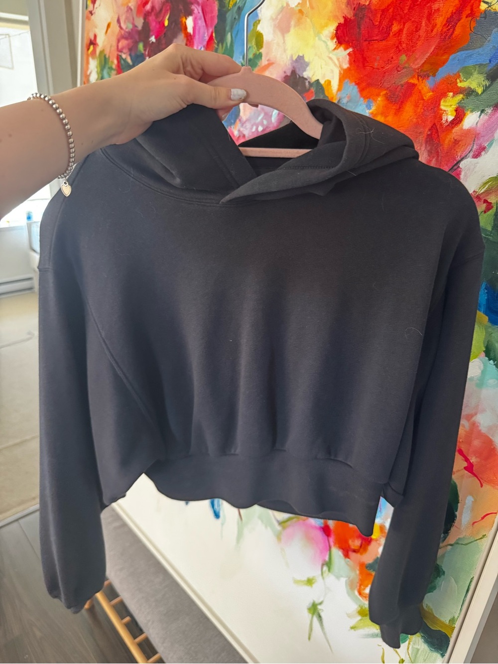 Black Cropped Hoodie - Women’s Lightweight Pullover
